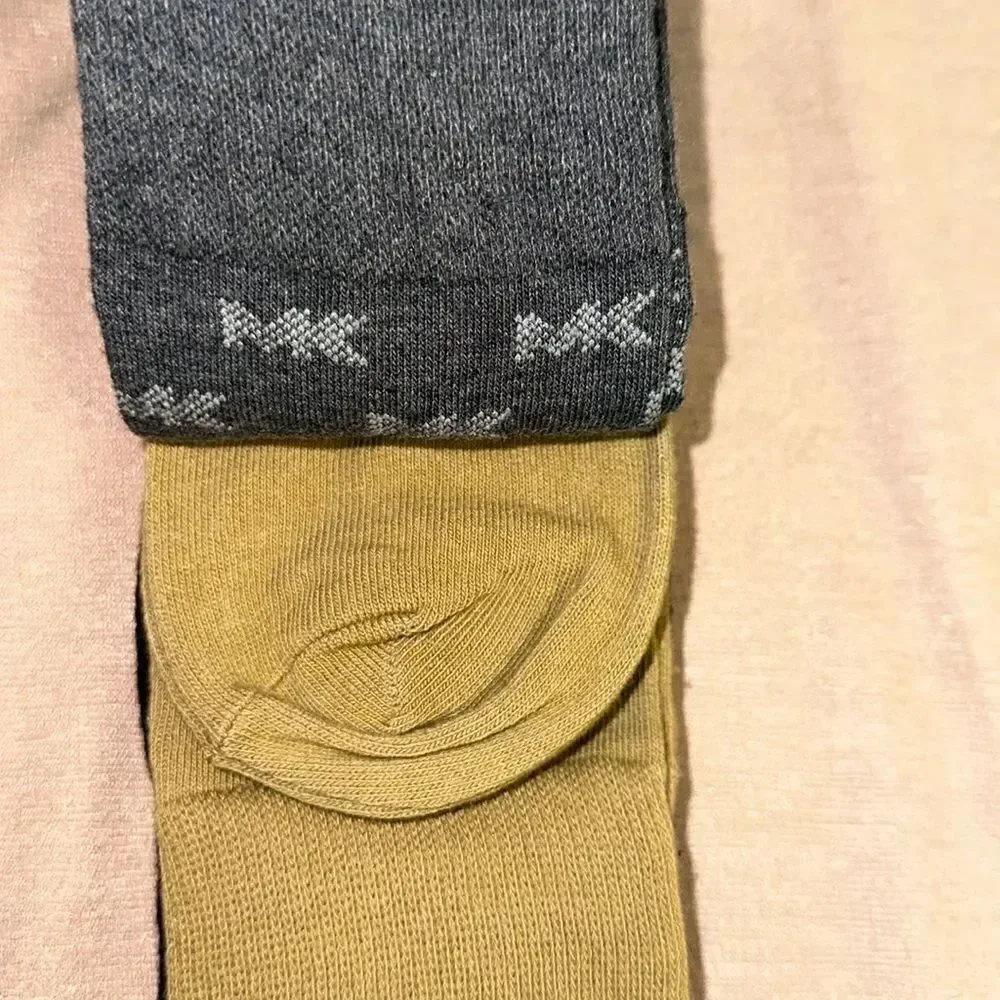 Michael Kors Men’s Pack of 3 Pairs Dress Crew Socks Navy Silver Gray Mustard